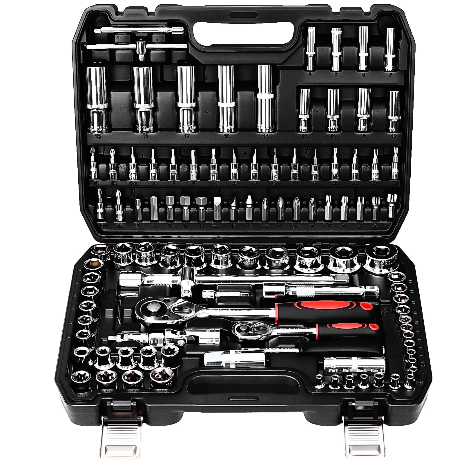 TLGREEN 108 Pcs Mechanic Socket Tool Kit，CR-V Steel Metric and Standard ...
