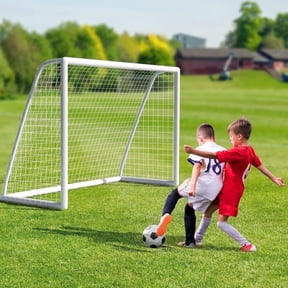 TLGREEN 10 x 6.5ft Portable Soccer Goal Net, Weatherproof UPVC Frame, with Carry Bag, for Kids & Adults Outdoor & Backyard Soccer Training