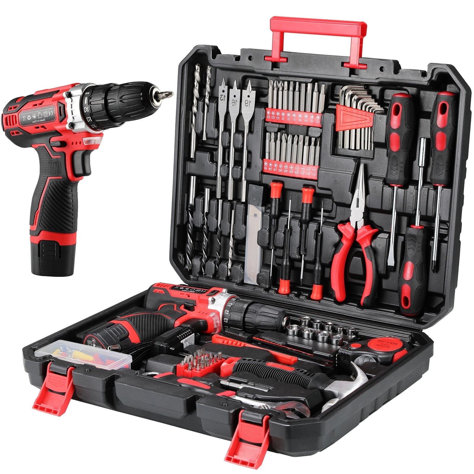 TLGREEN 12V Cordless Drill Tool set - 2-Speed Adjustable Power & Rapid Charging Magnetic drill, 139 Piece Home Tool Kit