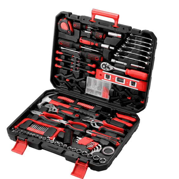 TLGREEN 198 Piece Tool Set, Hand Tool Kit for Home, with Tool Box, Screwdrivers,Socket Adaptor, Wrench,Pliers Saw, Household Tool Set for Home, Car, Garage, Ideal Gift