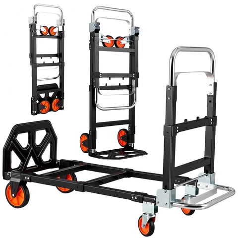 TLGREEN 3 in 1 Heavy Duty Folding Hand Truck, 600lb Capacity, Convertible Adjustable Hand Truck Dolly,Silent Swivel Wheels, Foldable Hand Cart for Moving Households, Shopping Mall, Office, Outdoor