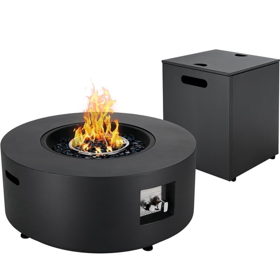 TLGREEN 30 in Outdoor Propane Fire Pit Table, 2 in 1 Round Patio Gas Fire Table, 50,000 BTU, Adjustable Legs, for Backyard, Garden,Pool,Balcony, Black