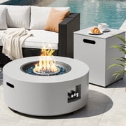 TLGREEN 30 in Outdoor Propane Fire Pit Table with tank, 2 in 1 Round Patio Gas Fire Pit, 50,000 BTU, Adjustable Legs, for Backyard, Garden,Pool,Balcony, Gray