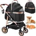 thumbnail image 1 of TLGREEN 4-Wheel Stable Pet Stroller for Medium Dogs/ Cats - 3-in-1 Convertible Design with Removable Carrier & One-Click Folding Mechanism (Black), 1 of 10