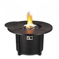 TLGREEN 42" Propane Fire Pit Table with Lid and Blue Stone, 50,000 BTU Auto-Ignition Circular Gas Fire Pit for Outdoor, with CSA Certified