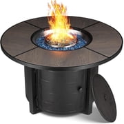 TLGREEN 42 Propane Fire Pit Table with Lid, 50,000 BTU Auto-Ignition Circular Gas Fire Pit for Outdoor, Patio