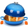 thumbnail image 1 of TLGREEN 6qt Enameled Cast Iron Dutch Oven for  Bread Baking, Non-Stick Dome-Shaped Bread Oven Pot with Lid, Silicone Handles and Scraper, Easy Cleaning, Blue, 1 of 11
