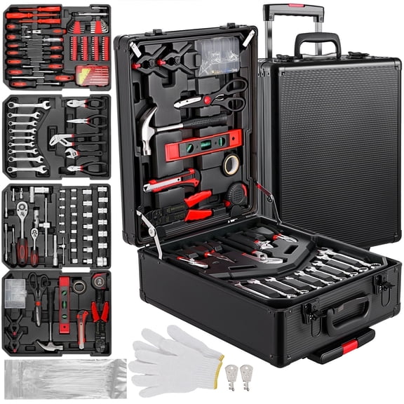 TLGREEN 799pcs Mechanic Tool Set with Trolley Case, Complete Household Tool Kit for Home, Automotive, Garage & Dorm, Black