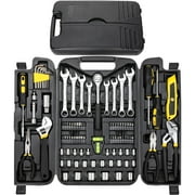 TLGREEN 95-Piece Mechanics Tool Set, Car Tool Kit with Adjustable Wrench, Pliers, Sockets & Bits (Yellow)