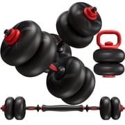 TLGREEN Adjustable Dumbbell Set, 45lbs/67lbs Free Weight Set, 4-in-1 Used as Barbell, Dumbbells, Kettlebell, Weight Plates, Soft Rubber Coated, Space Saving Fitness Exercise for Men/Women