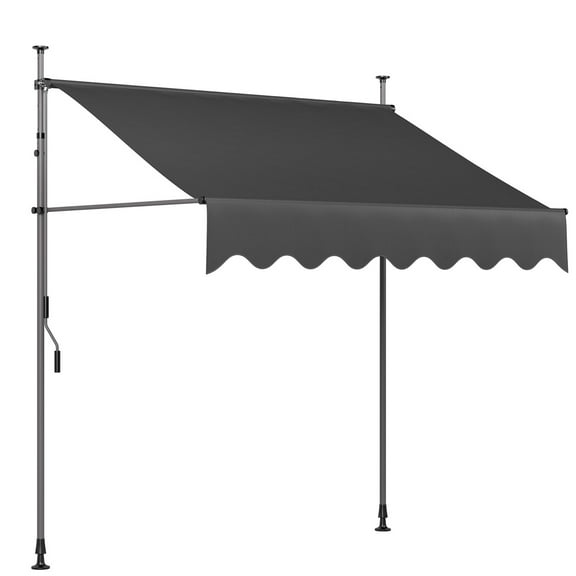 TLGREEN Manual Retractable Awning, Non-screw Retractable Patio Awning, Height Adjustable Outdoor Shade Awning, for Balcony or Door (118" H x 118" W x 47" D)