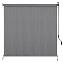 TLGREEN Outdoor Roller Sun Shade 8' x 6', HDPE Shade Cloth, Aluminum Tube, Coffee（Gray）