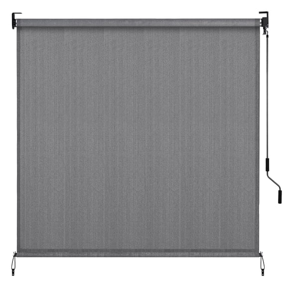 TLGREEN Outdoor Roller Sun Shade 8' x 6', HDPE Shade Cloth, Aluminum Tube, Coffee(Gray)