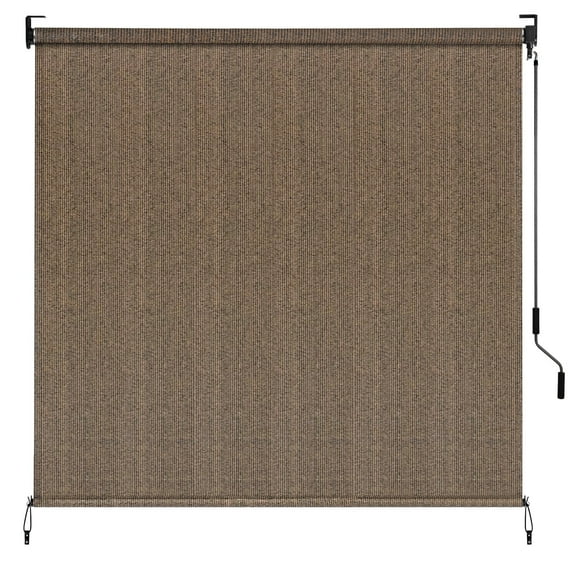 TLGREEN Outdoor Roller Sun Shade 8' x 6', HDPE Shade Cloth, Aluminum Tube, Coffee