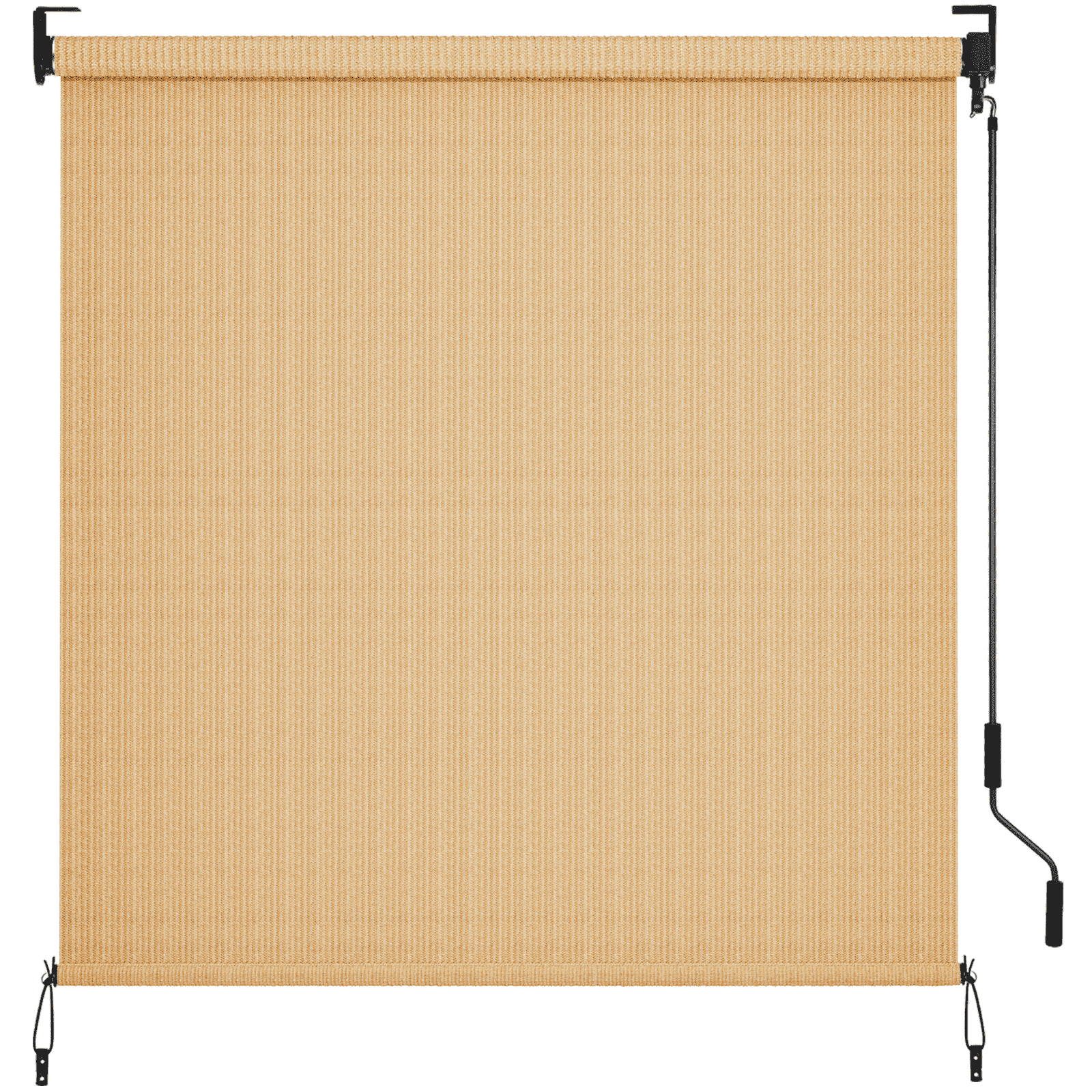 TLGREEN Outdoor Roller Sun Shade, 6‘ x 6’, HDPE Shade Cloth, Aluminum Tube（Sesame）