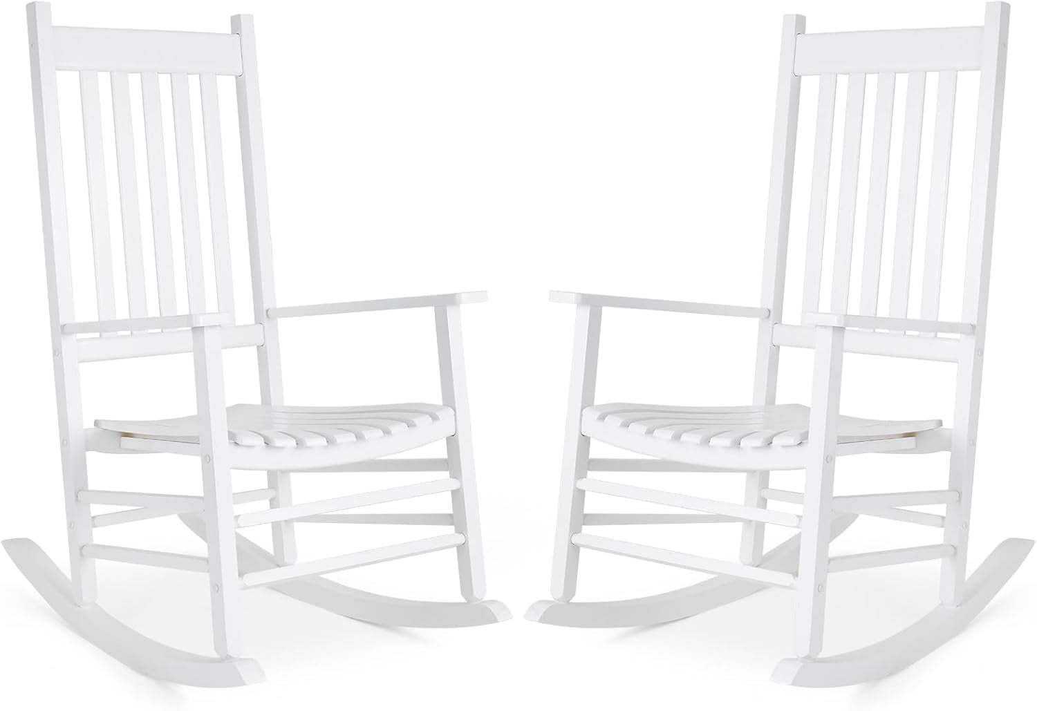 TLGREEN Oversized Rocking Chairs Set of 2, Solid Wood with Wide Seat ...