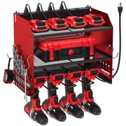 TLGREEN Power Tool Organizer Wall Mount with Charging Station, 4 Drill Holder & 8 Outlet Power Strip, Perfect Gift for Farther, Husband, and Friend