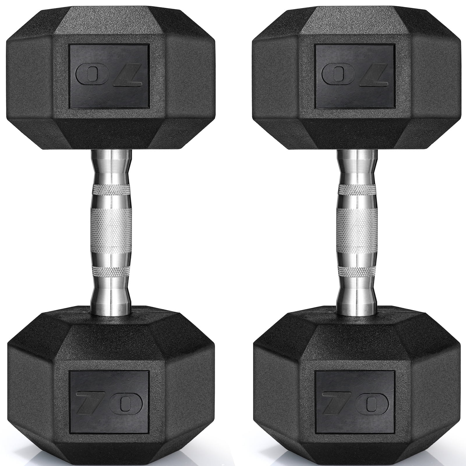 TLGREEN Rubber Coated Cast Iron Hex Dumbbell, 30-85lb,Set of 2,Strength Training Dumbbell for Workout & Exercise