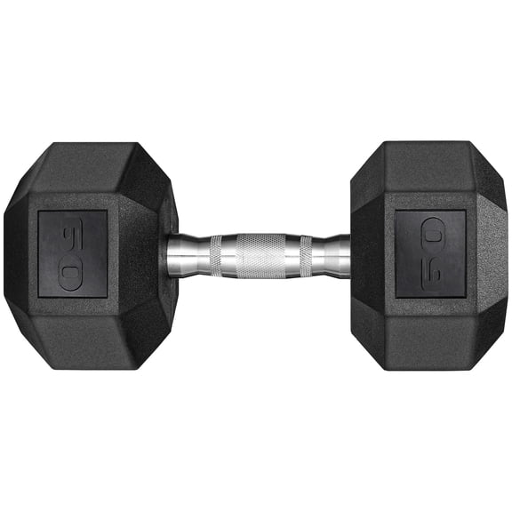 TLGREEN Rubber Coated Cast Iron Hex Dumbbell, 60lb Single,Strength Training Dumbbell for Workout & Exercise