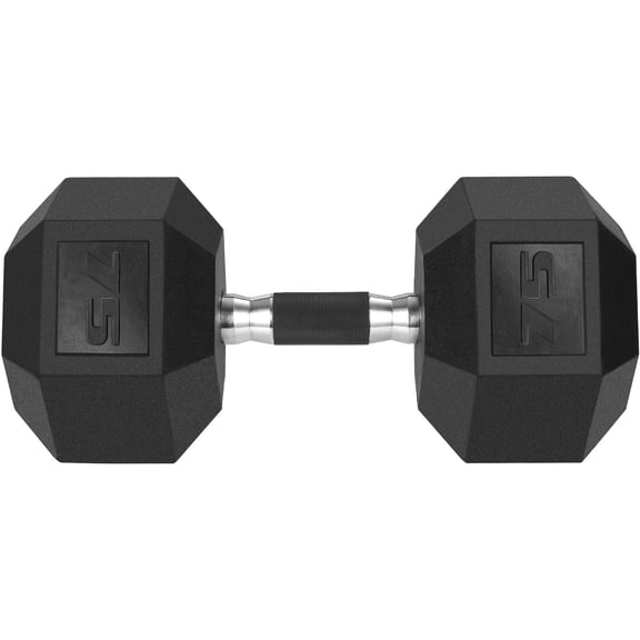 TLGREEN Rubber Coated Cast Iron Hex Dumbbells, Single, 60-75lb, with Anti-Slip Rubber Grip