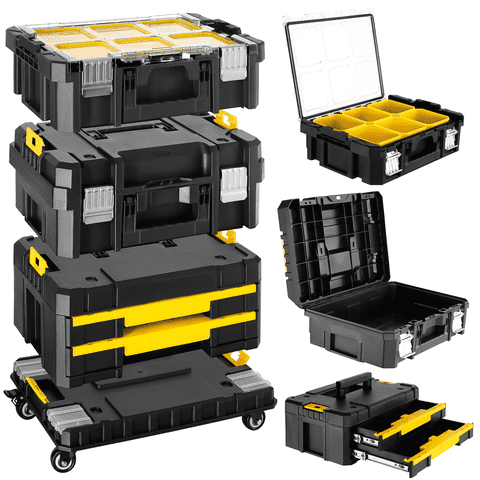 TLGREEN Stackable Rolling Tool Box with Wheels & Drawers – 3-in-1 Modular Tool Organizer System, Portable Tool Chest for Garage Storage, Home Repairs, Workshop