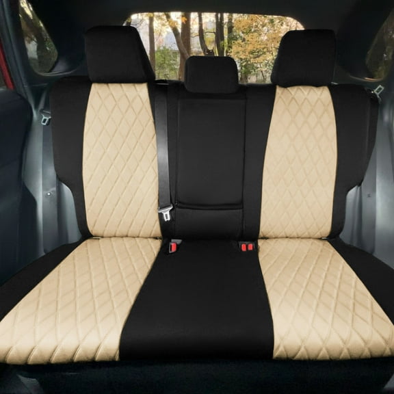 TLH Beige Rear Neosupreme Custom Fit Seat Covers for 2019-2022 Toyota Rav4 LE | XLE | Limited with Water Resistant Neoprene Insert