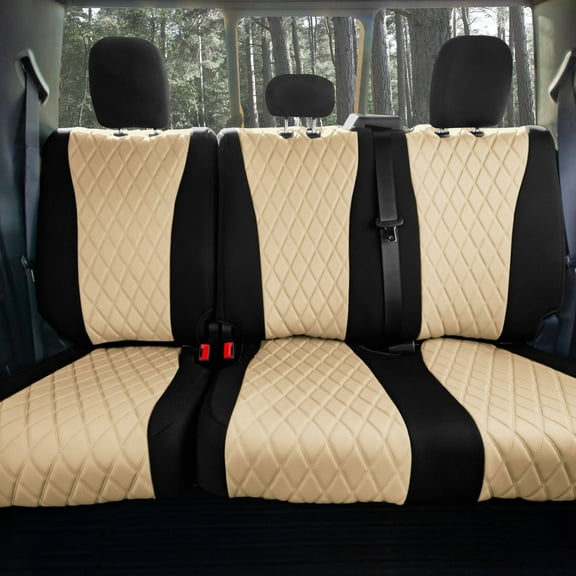 TLH Beige Rear Neosupreme Custom Fit Seat Covers for 2021 - 2023 Ford F150 XLT | Lariat | Raptor with Water Resistant Neoprene Insert