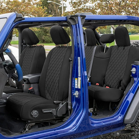 TLH Black Full Neoprene Waterproof Custom Fit Seat Covers for 2018-2021 Jeep Wrangler JL 4DR