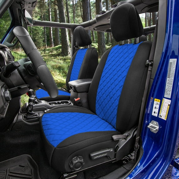 TLH Blue Front Neoprene Waterproof Custom Fit Seat Covers for 2018-2021 Jeep Wrangler JL 4DR