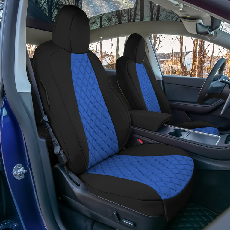 TLH Blue Front Set Neoprene Custom Fit Seat Covers for 2020 - 2024 Tesla  Model Y