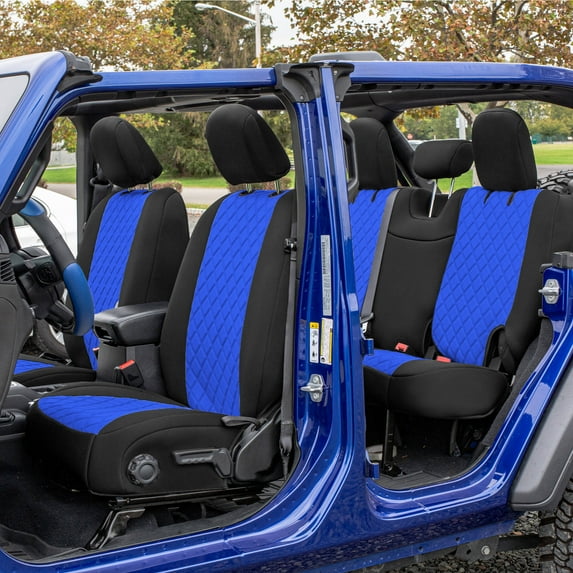 TLH Blue Full Neoprene Waterproof Custom Fit Seat Covers for 2018-2021 Jeep Wrangler JL 4DR