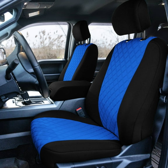 TLH Blue Full Set Neosupreme Custom Fit Seat Covers for 2021 - 2023 Ford F150 XLT | Lariat | Raptor with Water Resistant Neoprene Insert