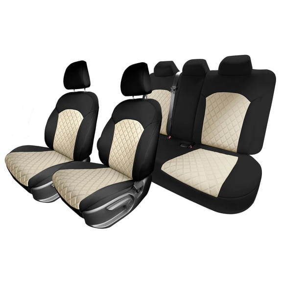 TLH Custom Fit Car Seat Covers for KIA Forte 2019-2024 Car Seat Cover Full Set, Automotive Seat Covers in Beige Neoprene, Waterproof and Washable Seat Covers