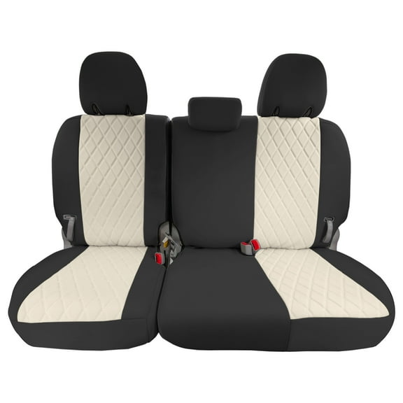 TLH Custom Fit Car Seat Covers for Toyota Sienna 2011-2020, Car Seat Cover Rear Set, Automotive Seat Covers in Beige Neoprene, Waterproof and Washable Seat Covers