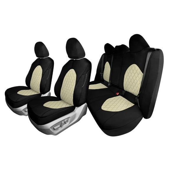 TLH Custom Fit Seat Covers for 2018 - 2022 Toyota Camry, Car Seat Covers Full Set, Beige Black Neoprene Seat Covers, Waterproof Car Seat Cover, Toyota Accessories, Car Seat Covers for Sedan