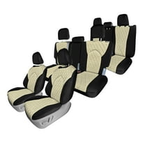 TLH Custom Fit Seat Covers for 2020-2024 Toyota Highlander, Seat Covers Full Set 3 Rows for Toyota Highlander 2020 2021 2022 2023, 8 Seater SUV Seat Covers, Beige Neoprene, Toyota Accessories