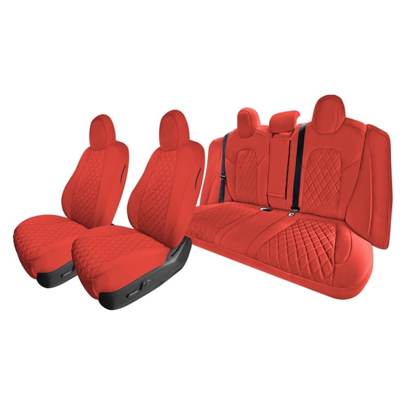 TLH Custom Fit Seat Covers for Tesla Model 3, Neoprene Seat Covers Full Set, Red Car Seat Covers, Waterproof Car Seat Cover, Airbag compatible Seat Covers, Tesla Accessories
