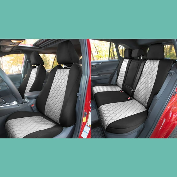 TLH Gray Full Set Neosupreme Custom Fit Seat Covers for 2019-2022 Toyota Rav4 LE | XLE | Limited with Water Resistant Neoprene Insert