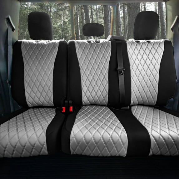 TLH Gray Rear Neoprene Custom Fit Seat Covers for 2019-2022 Chevrolet Silverado 1500 2500HD 3500HD RST | LTZ | HIGH COUNTRY 