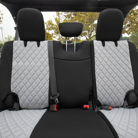 TLH Gray Rear Neoprene Waterproof Custom Fit Seat Covers for 2018-2021 Jeep Wrangler JL 4DR