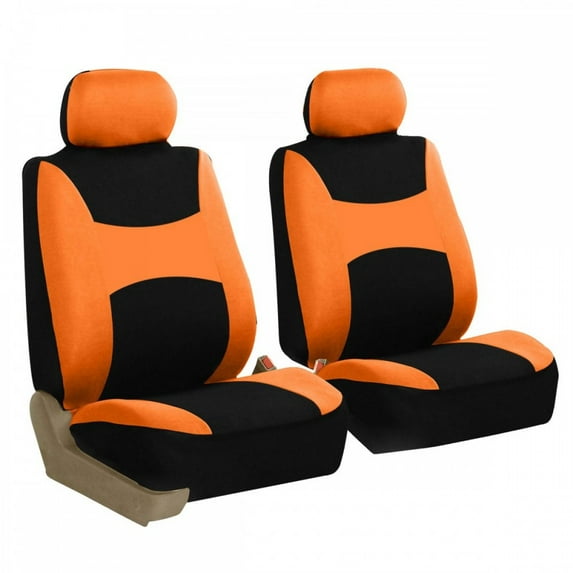 TLH Orange Color Light & Breezy Flat Cloth Seat Covers Front, Airbag Compatible, Universal Fit for Cars, Auto, Trucks, SUVs