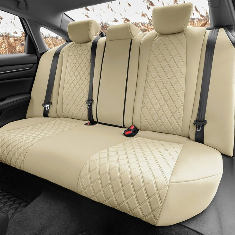 TLH Solid Beige Rear Neoprene Custom Fit Seat Covers for 2023 2024 Honda Accord LX Sport Sport SE EX EX L Touring with Water Resistant