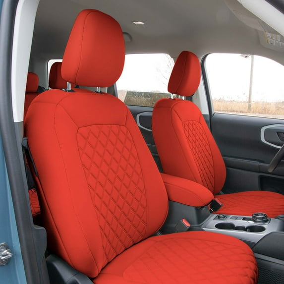 TLH Solid Red Front Neoprene Custom Fit Seat Covers for 2021 - 2022 Ford Bronco Sport with Water Resistant Neosupreme Insert