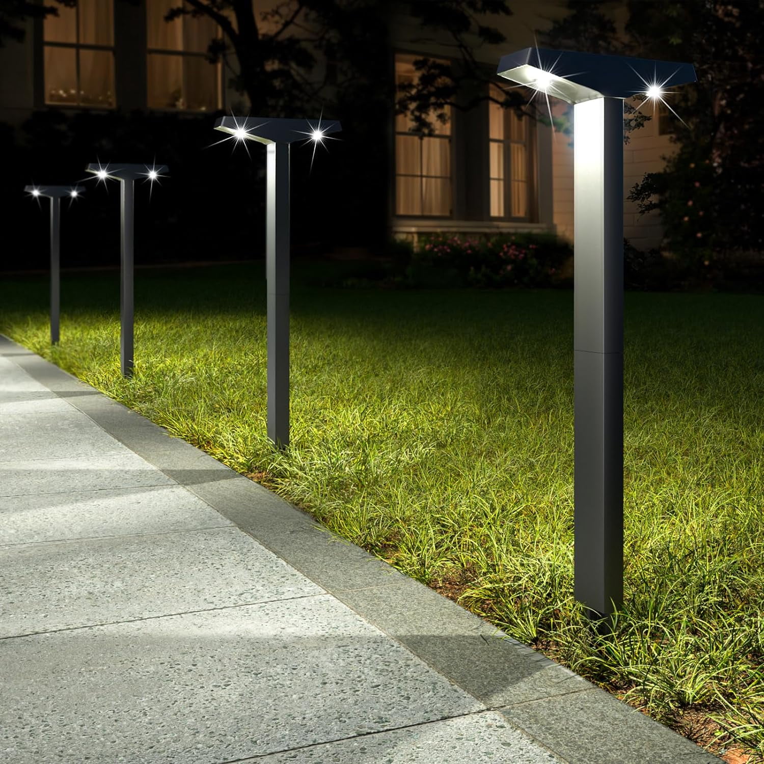 TLKJ Solar Lights Outside for Garden Decor 6 Pack Modern IP65