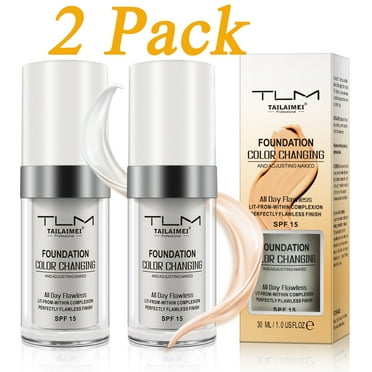 TLM Colour Changing Foundation,Flawless Moisturizing Color Changing Foundation Makeup for Women Girls 30ml,Natural,Long-lasting & Non-greasy,2 Pack