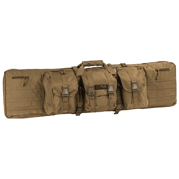 TLO Outdoors Padded Double Rifle Gun Bag with Shoulder Straps | Double Sided, Tons of Pockets and Storage (36", Tan)