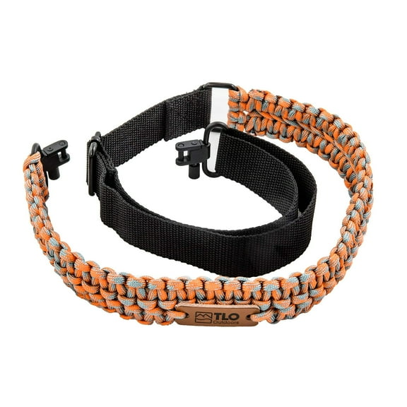 TLO Outdoors Paracord Gun Sling for Rifle, Shotgun, or Crossbow | 2-Point Adjustable with Traditional Swivels | 550-Rated Survival Paracord (Sunset Orange)