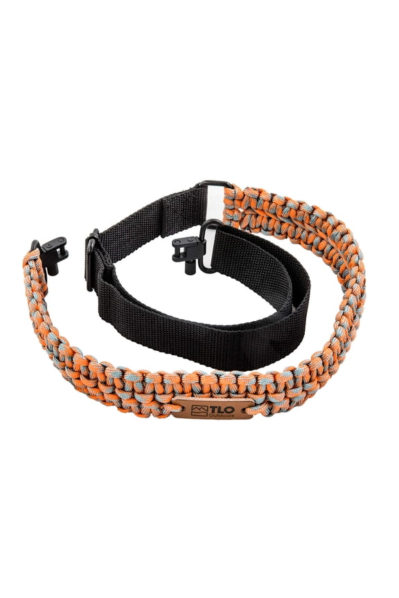 Paracord Gun Sling for Rifle, Shotgun, or Crossbow | 2-Point Adjustable with Traditional Swivels | 550-Rated Survival Paracord (Sunset Orange)