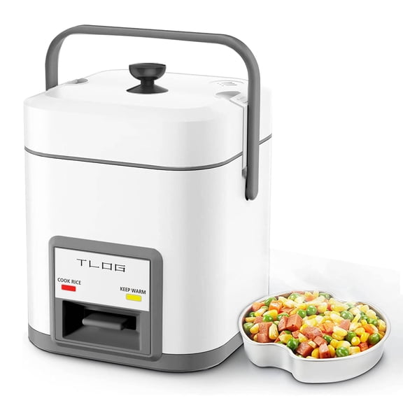 TLOG 5 Cup (Cooked) Mini Rice Cooker 1.2L Portable with Steam Tray Grey