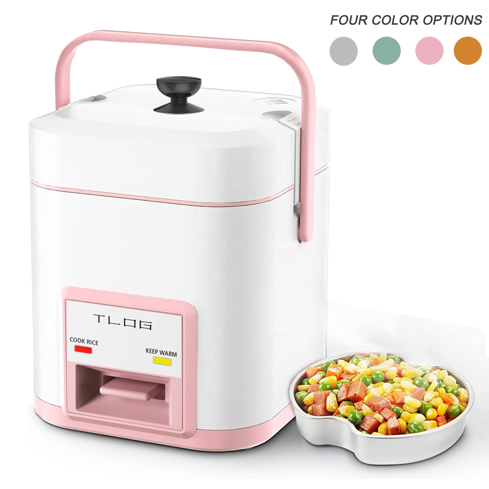 TLOG 5 Cup (Cooked) Mini Rice Cooker 1.2L Portable with Steam Tray Pink